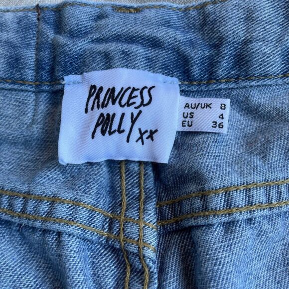 Princess Polly Arlington High Rise Straight Leg Denim Jeans Blue Women's Size 4P - Picture 5 of 9